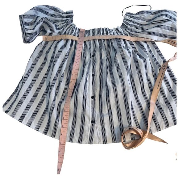 Zara Trafaluc Collection Off Shoulder Blouse Top XS NWT Navy Stripe Textured - Picture 10 of 10
